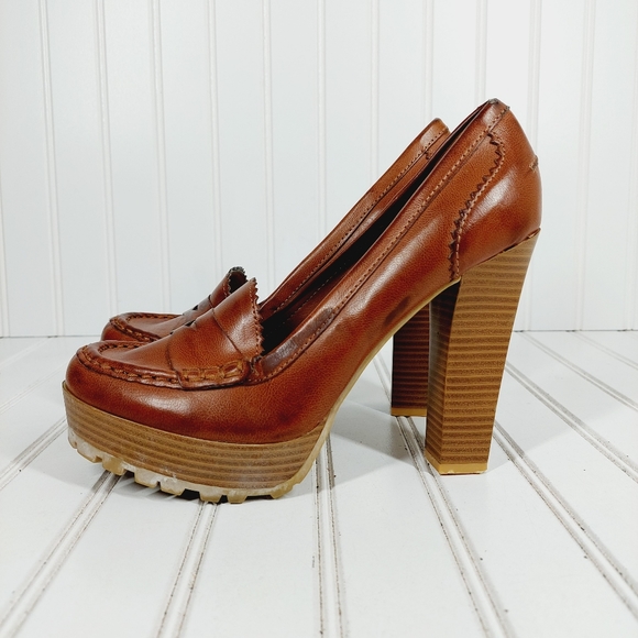 Mia Nolen Brown Platform Heel Pumps B119 - Picture 1 of 12